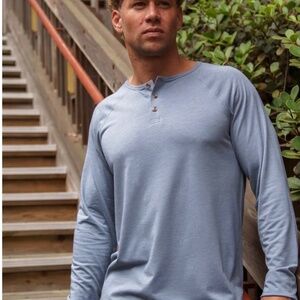 Fresh Clean Tees / Threads Men’s Long Sleeve Henley Wedgewood Various Sizes
